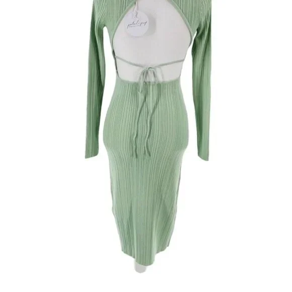 Petal & Pup NEW Milleri Knit Bodycon Open Back Dress in Sage Green Size 4 - Picture 8 of 11